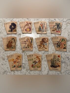Vintage Animal Rummy Card Game Lot 2 Decks 1 Complete. 1950s 1960s. BR